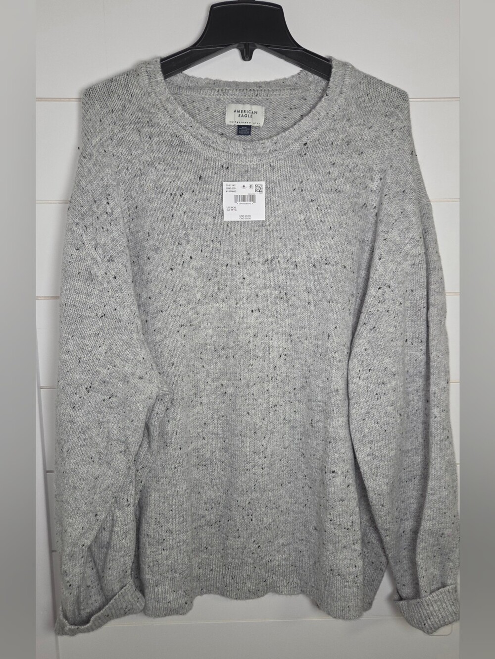 American Eagle Outfitters Speckled Light Gray Crewneck Sweater - Men 3XL